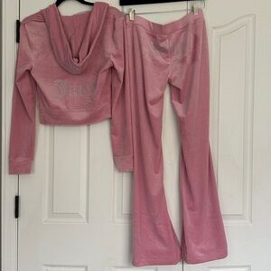 Juicy Couture Rose Velour Track Pants & Hoodie